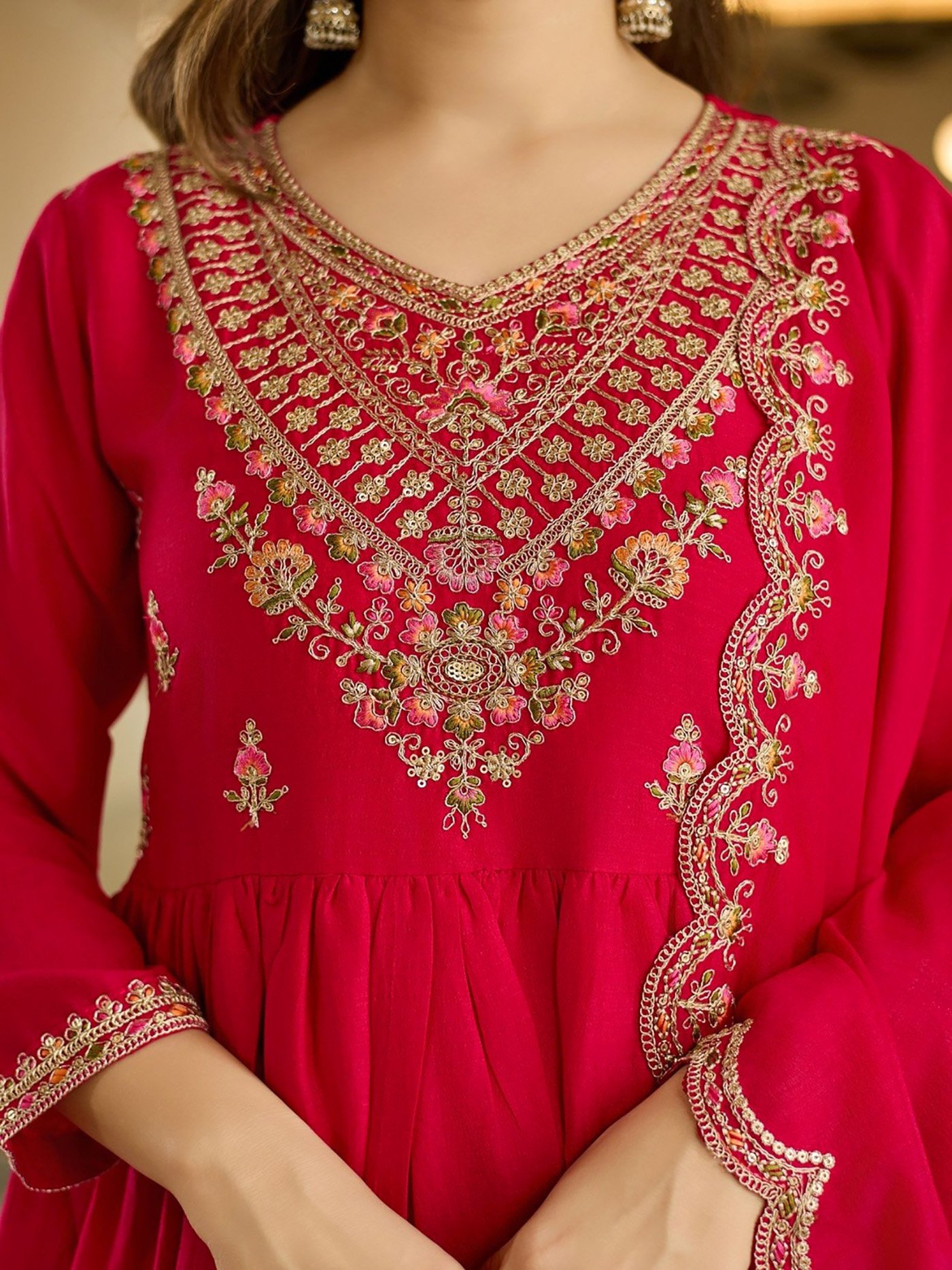 Pink Anarkali Sharara Set | Party Wear Ethnic Women