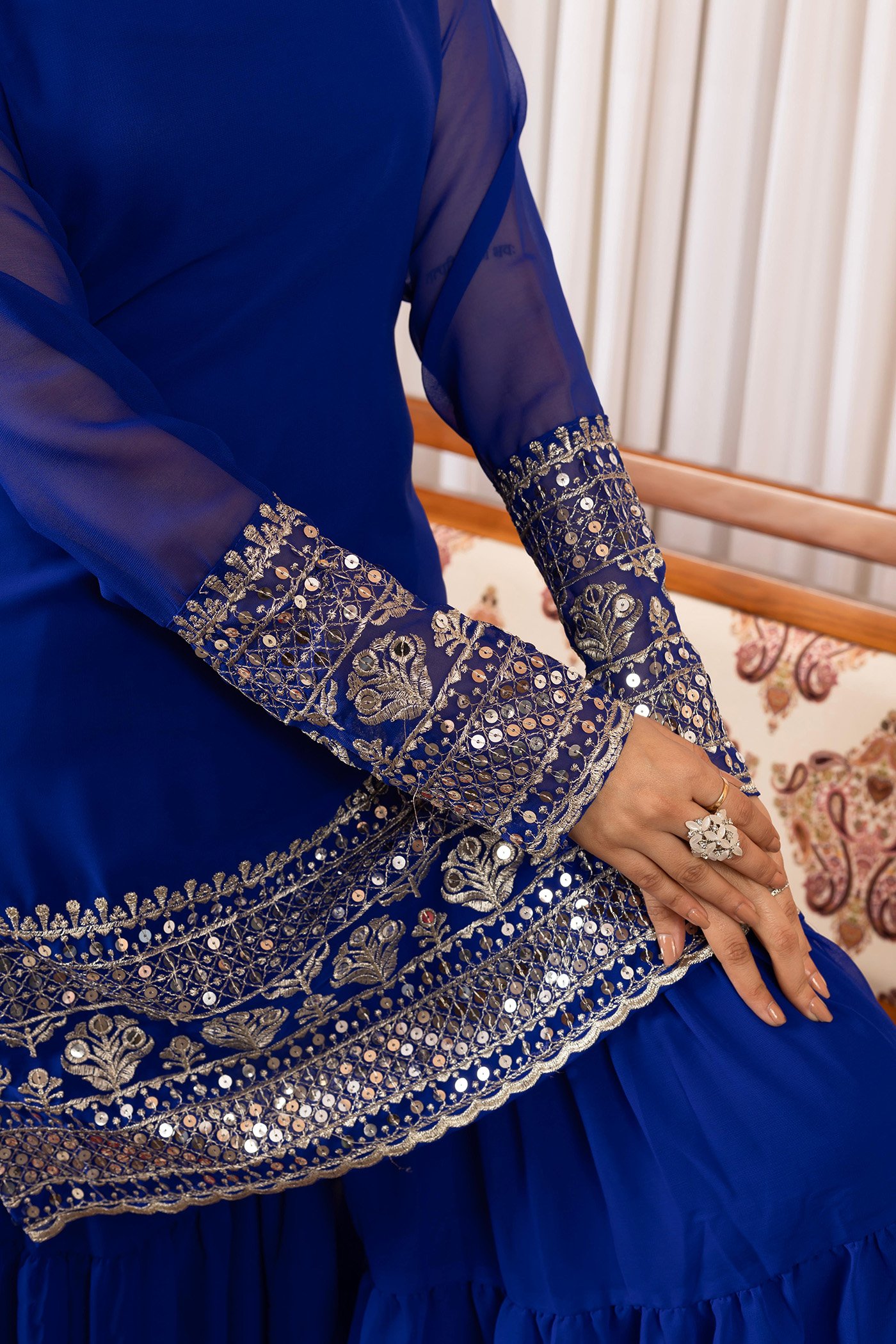 Royal Blue Sharara Suit For Women | Party Wear Set