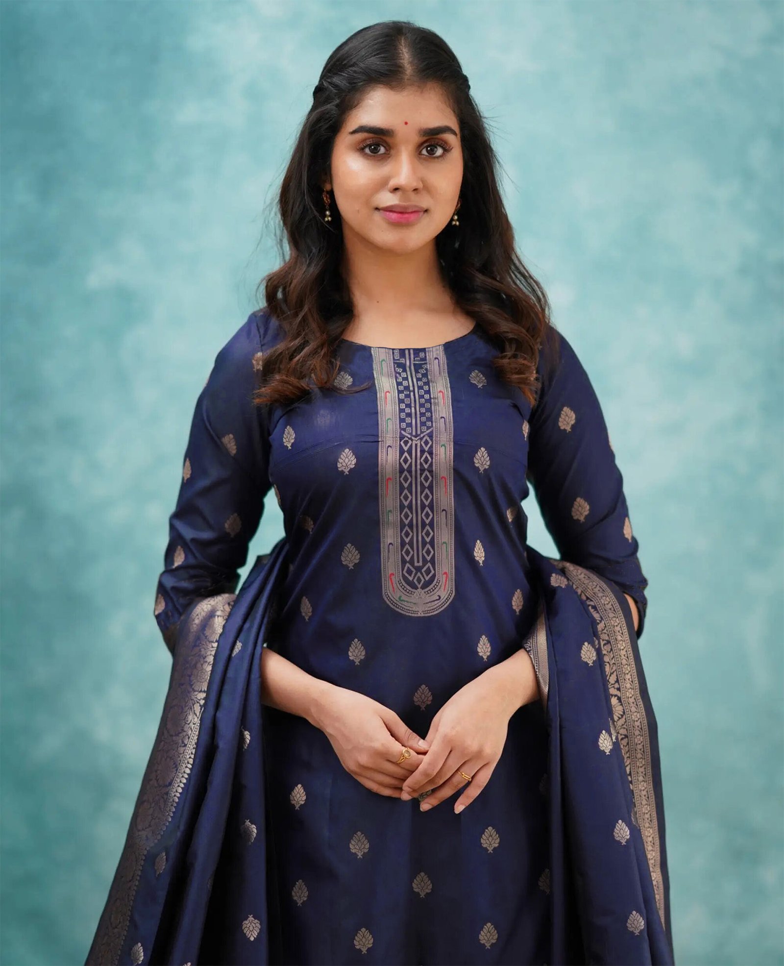 Blue Silk Kurta Pant Dupatta Set Women | Shingar