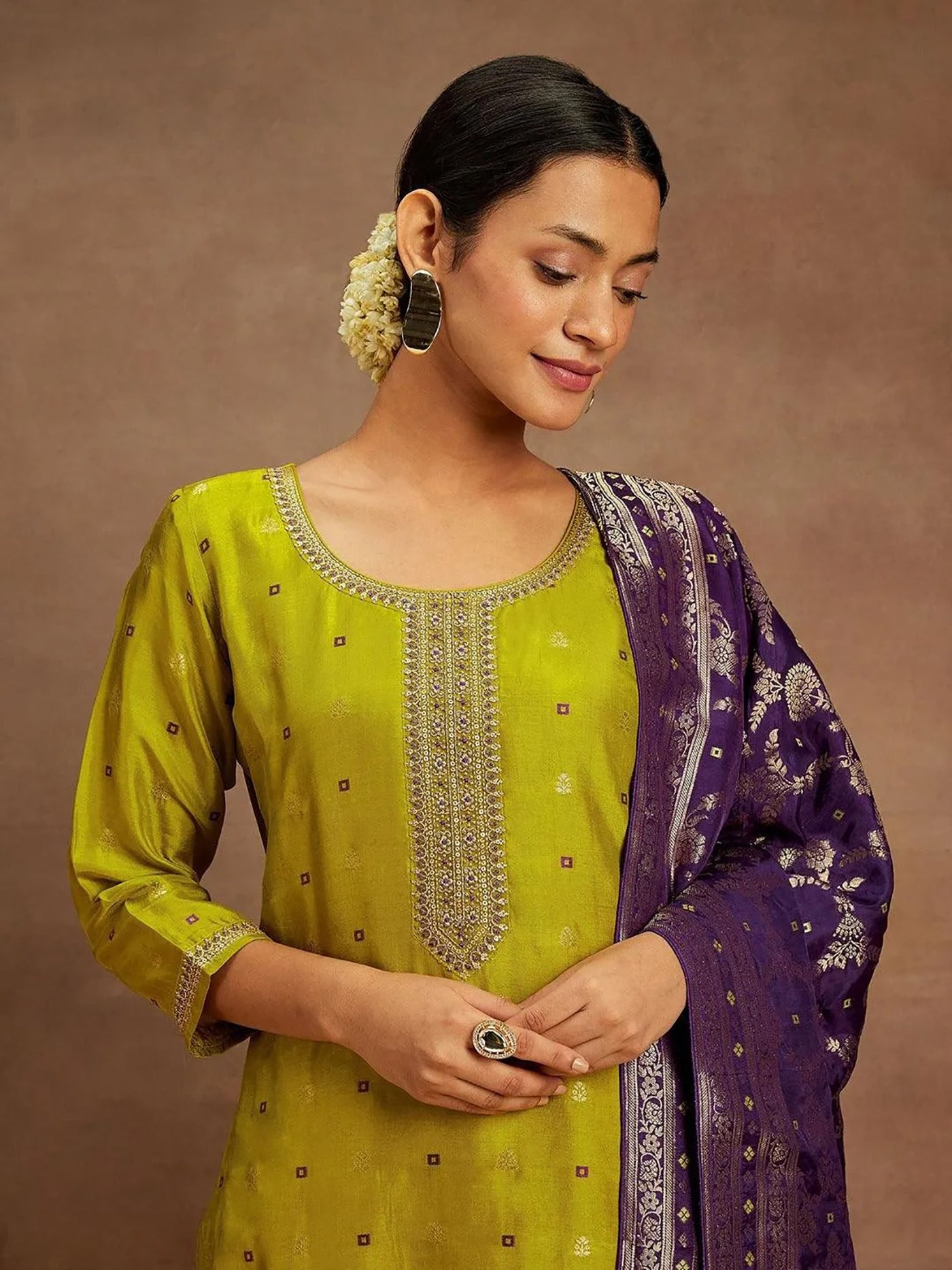 Mustard Kurta Set For Women | Festive Ethnic Wear
