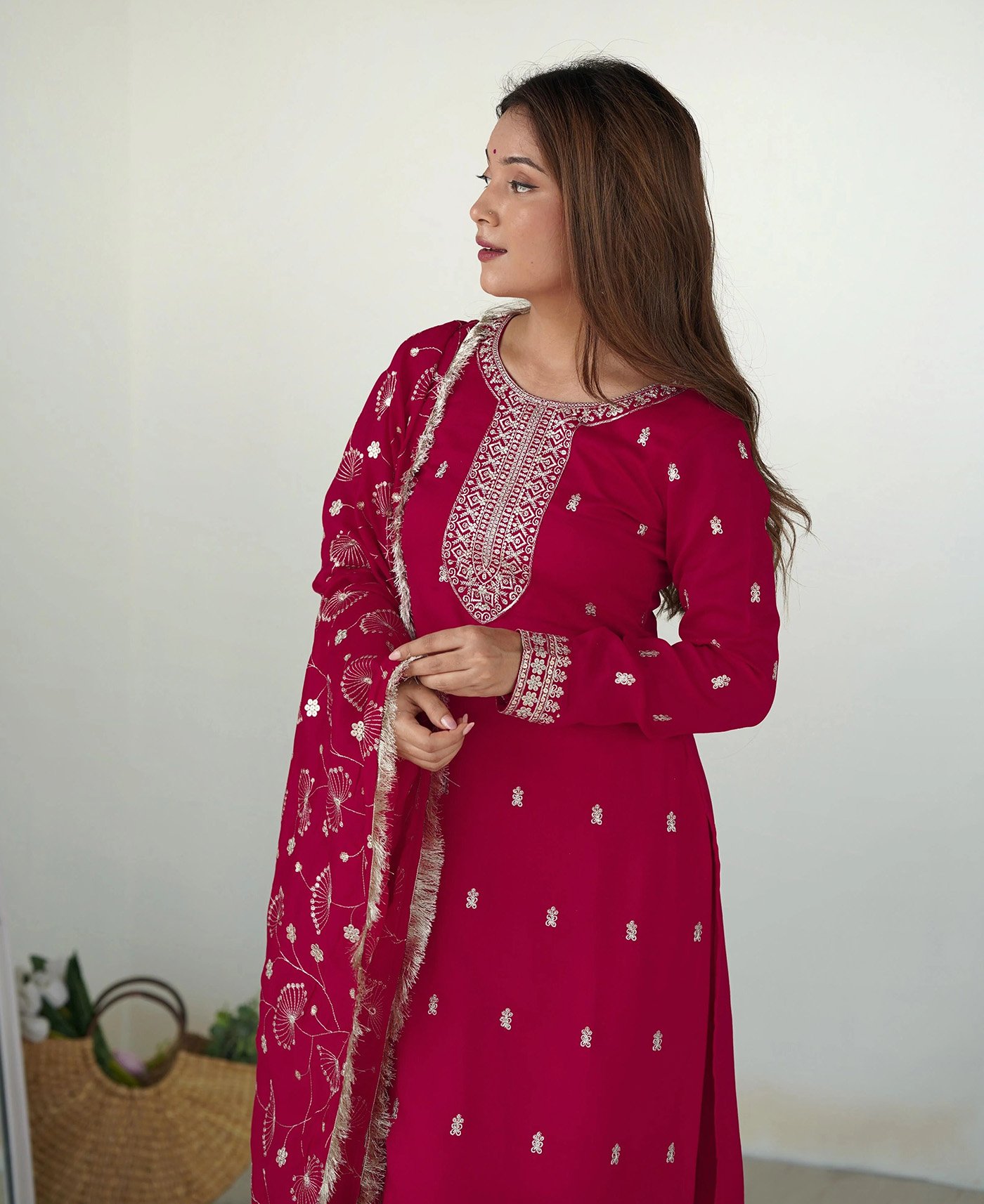 Pink Kurta Set For Women | Embroidered Festive Wear