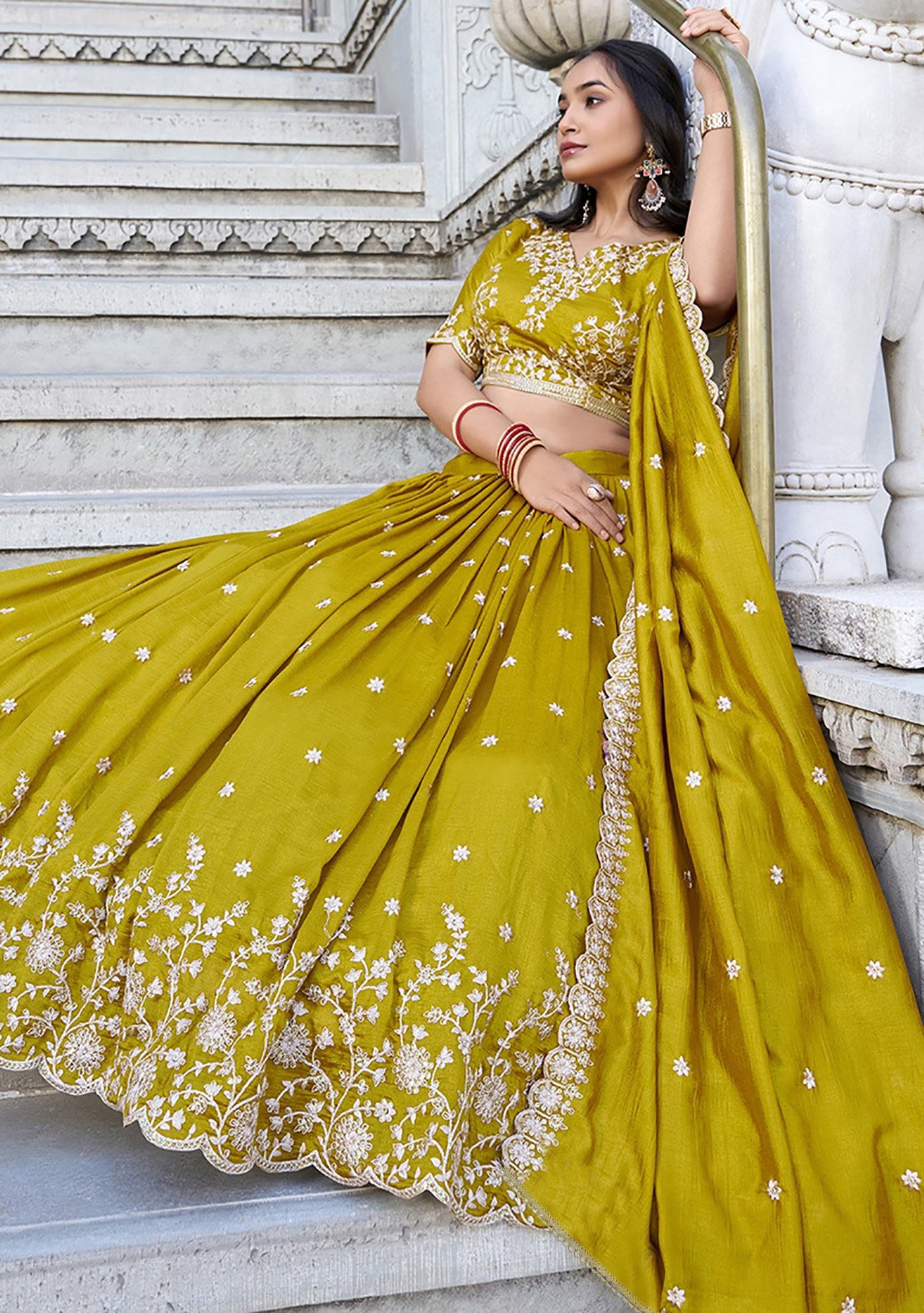 Mustard Designer Lehenga Choli For Women | Party Wear