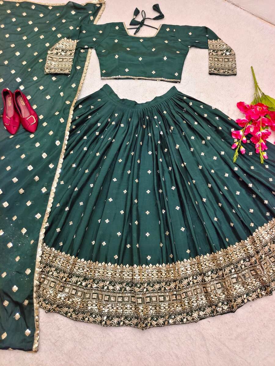 Green Designer Lehenga Choli For Women | Party Wear
