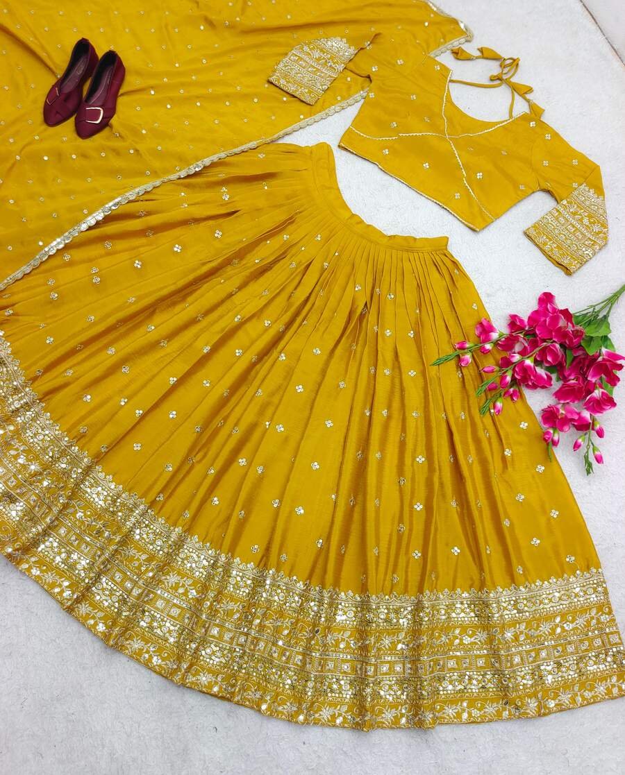 Yellow Designer Lehenga Choli For Women | Party Wear