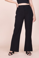 Women's Regular Fit Black Viscose Rayon Lycra Trousers
