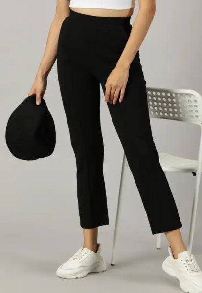 LuxeSkin Women's Skinny Fit Lycra Trousers Black