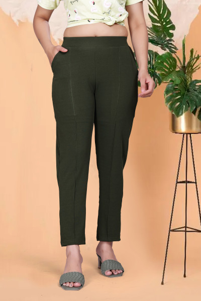 LuxeSkin Women's Skinny Fit Lycra Trousers Green