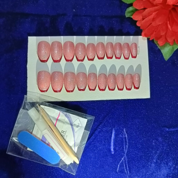 Rosy Shimmer Handmade Nail Set