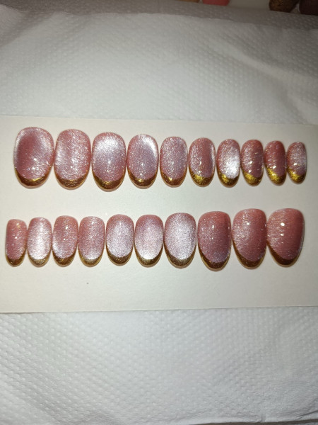 Rose Gold Luxe French Tip Press-On Nails (20 Pcs Handmade Set)